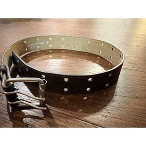 CTM Kids' Leather Two Hole Jean Belt size S - brown